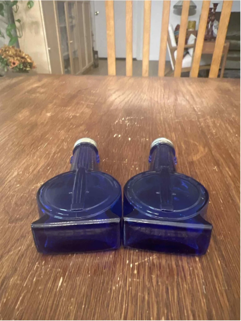 Vintage Hazel-Atlas Cobalt Blue Depression Glass “Banjo” Salt & Pepper Shakers